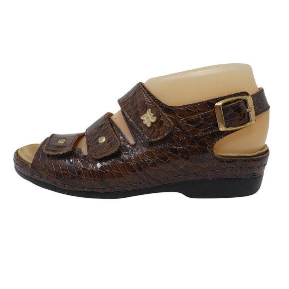 Helle Comfort Thandie Sandals Womens EU 38 US 8 Brown Croc Print Leather Open To - Picture 5 of 12